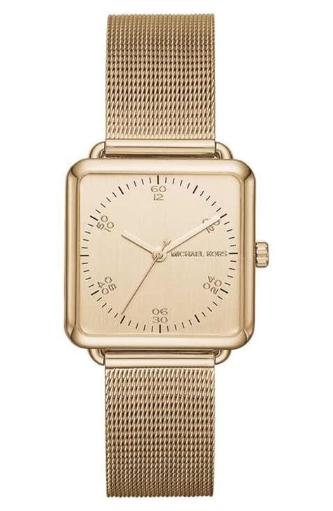 brenner square mesh strap watch michael kors|Brenner Mesh Strap Watch, 31mm In Silver/ White/ Gold.